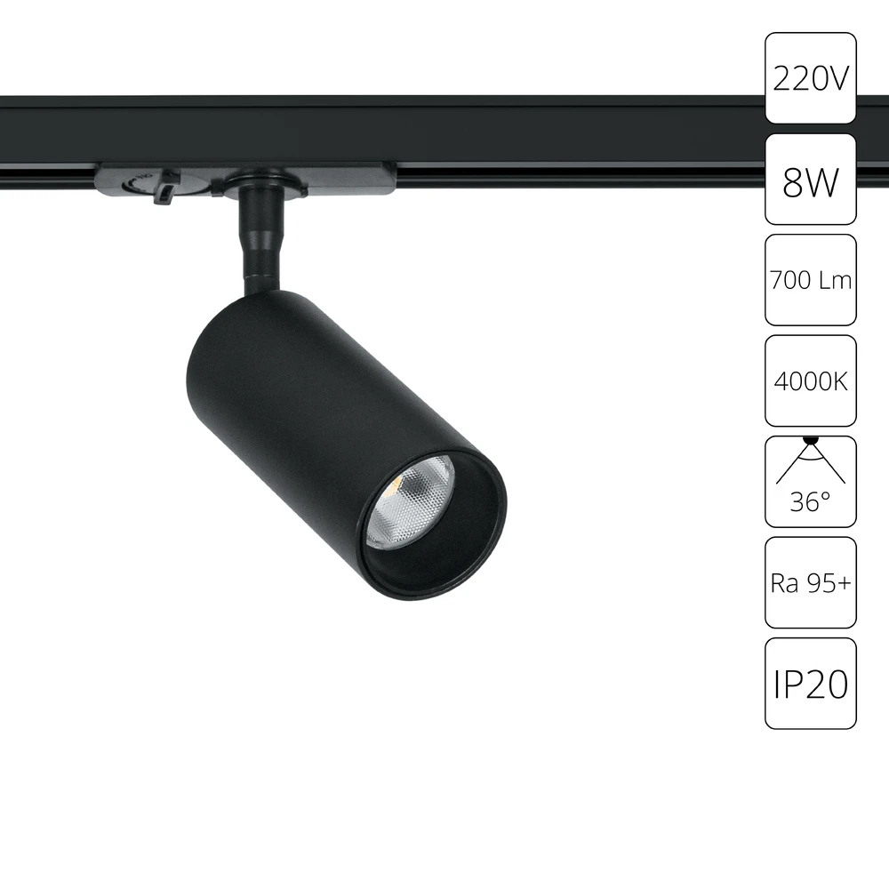 Трековый светильник Arte Lamp AERO A1345PL-1BK